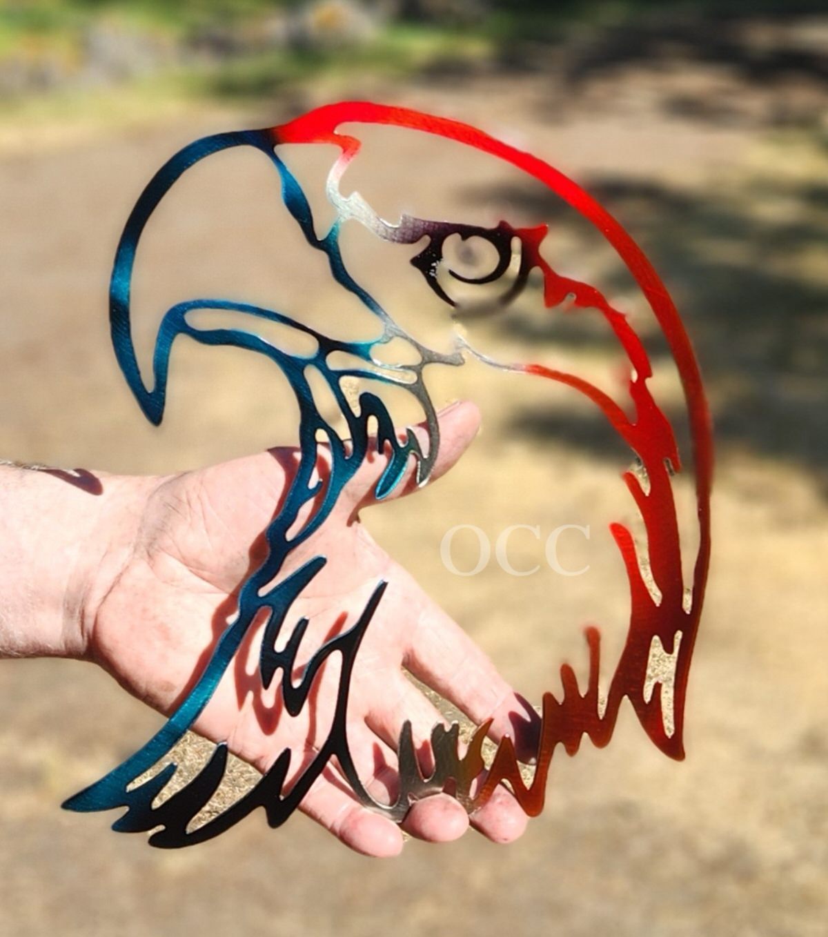 Eagle Head Colored Metal Art