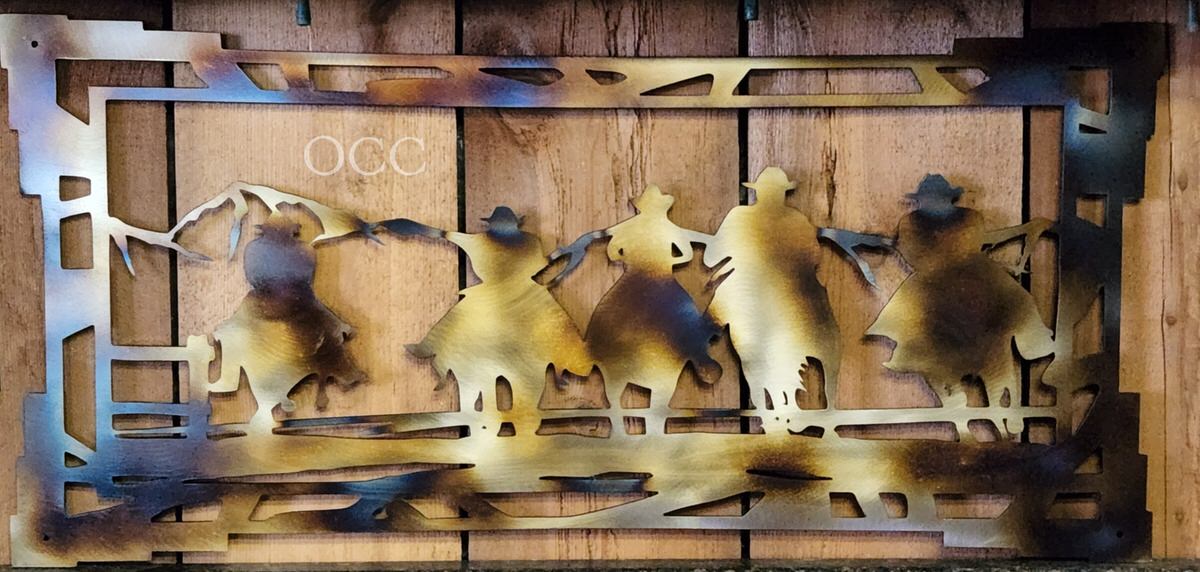 Five Cowboys Heat Colored Metal Art