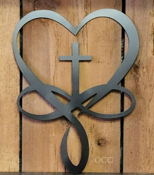 Heart Infinity Cross Metal Art