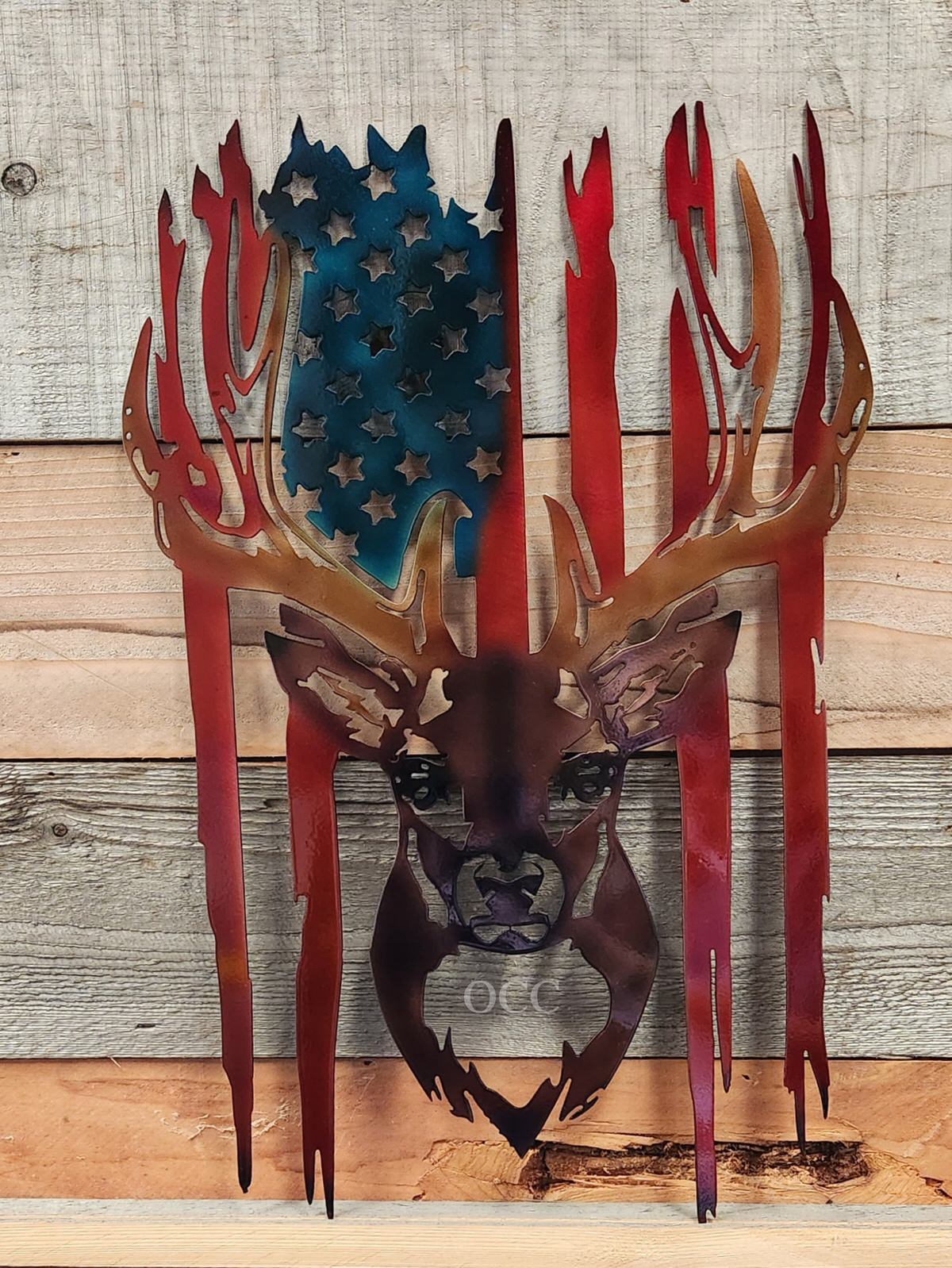 Deer Flag Dyed Metal Art