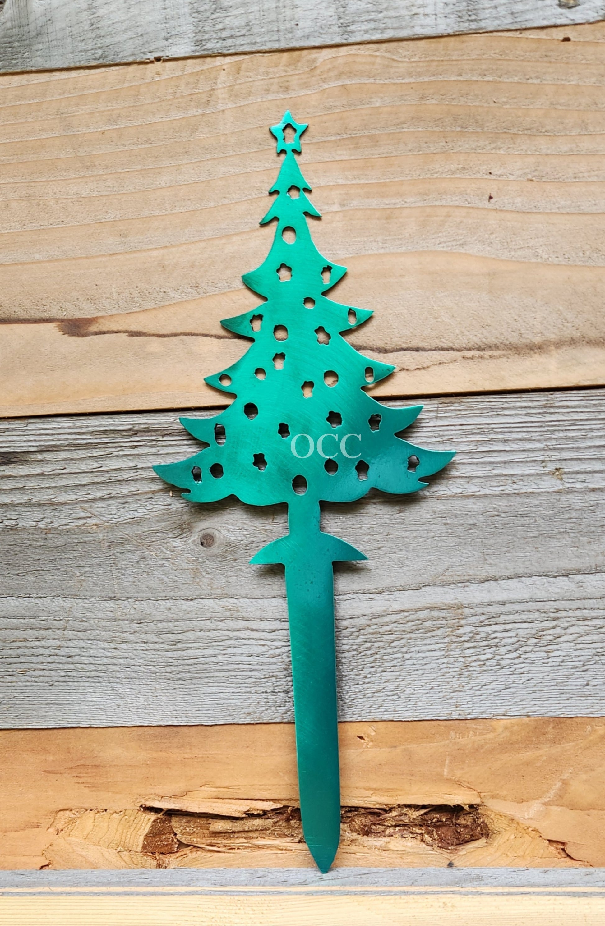 Christmas Tree Stake Metal Art