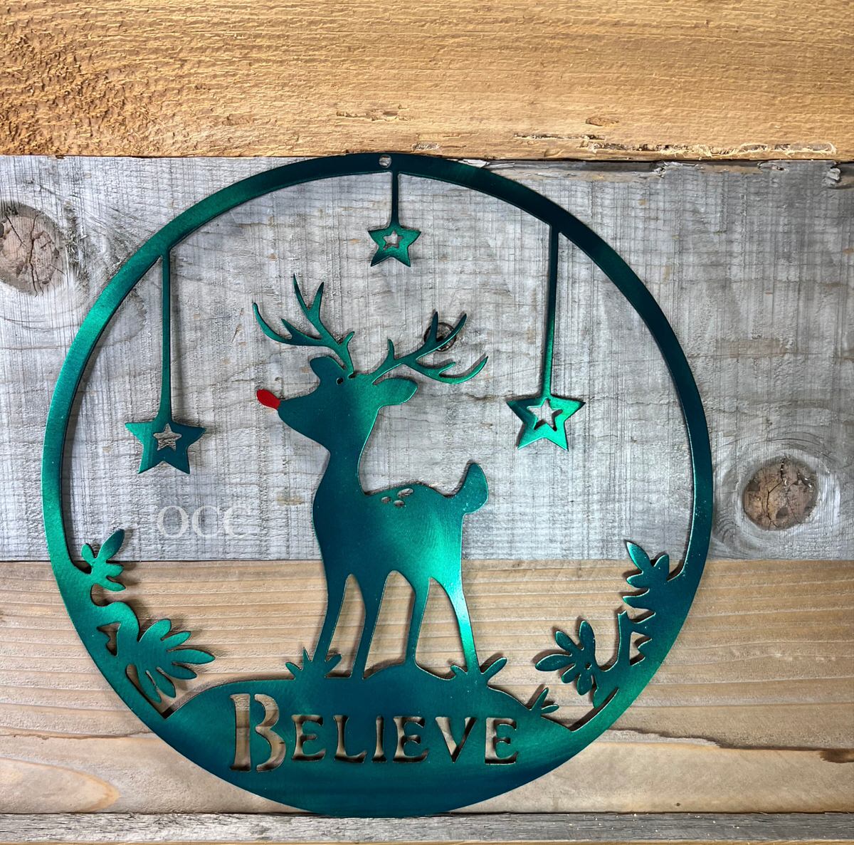 Reindeer Believe Metal Art