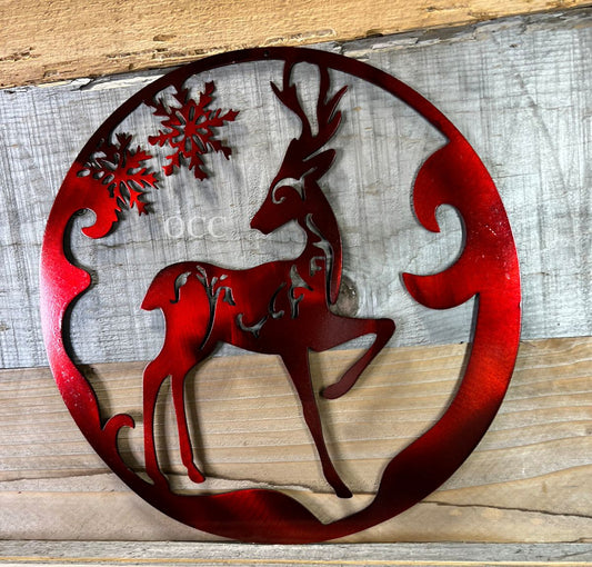 Reindeer Snowflake Metal Art